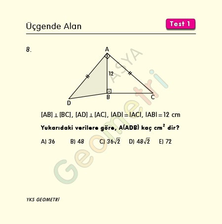 üçgenin alanı ile ilgili sorular