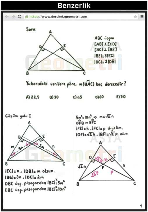 üçgende benzerlik ders notu