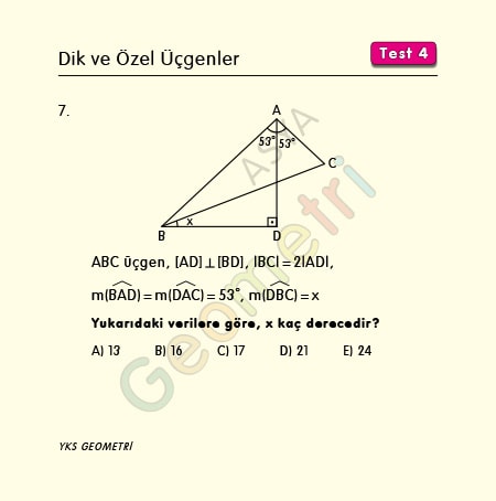 ikizkenar üçgen ile ilgili sorular