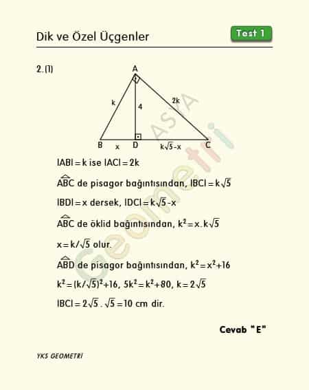 special right triangle answers